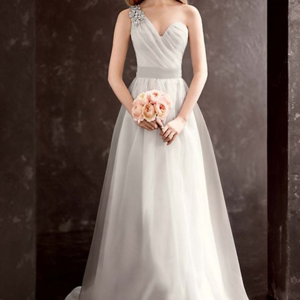 White by Vera Wang One Shoulder Sterling Silver Wedding Dress